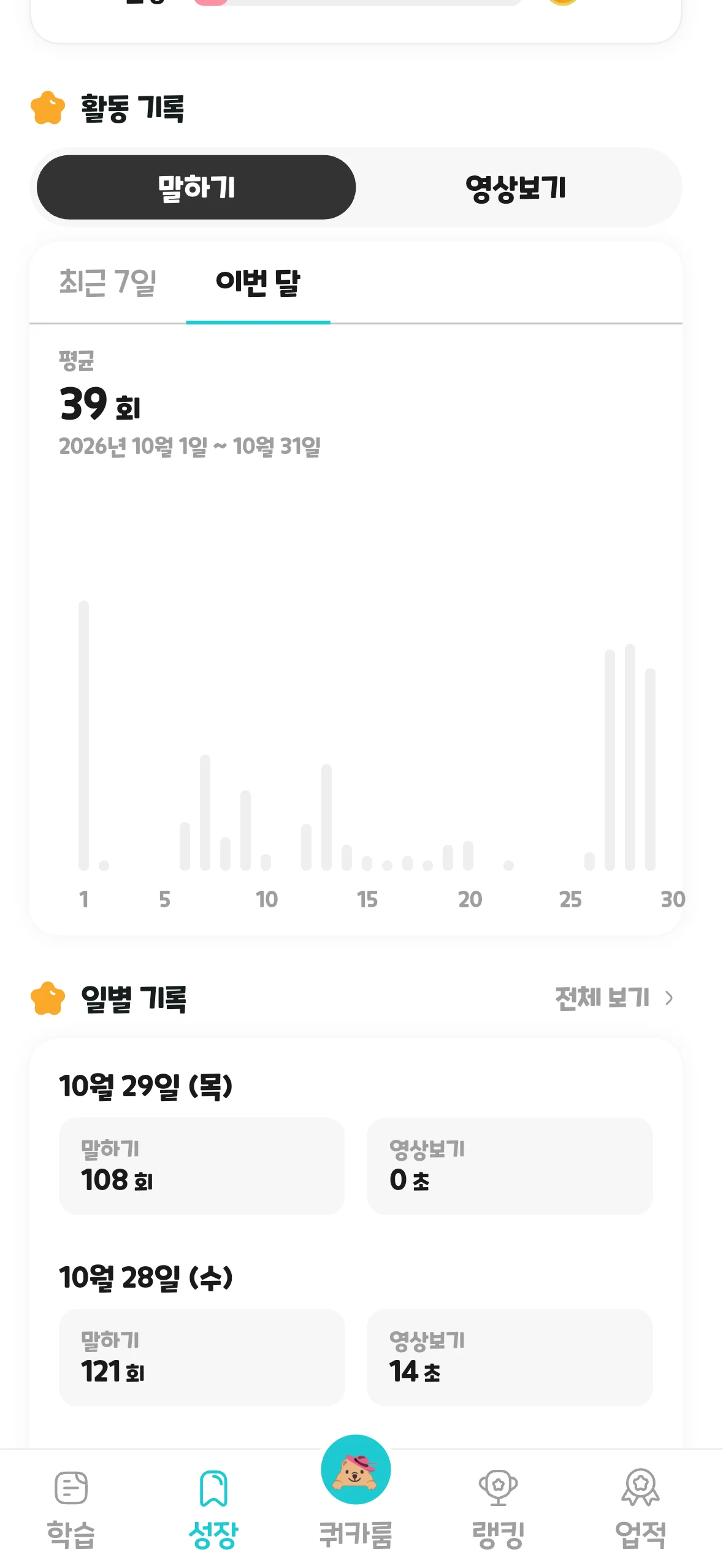 링키고 성장 — 이번 달의 학습 활동 기록